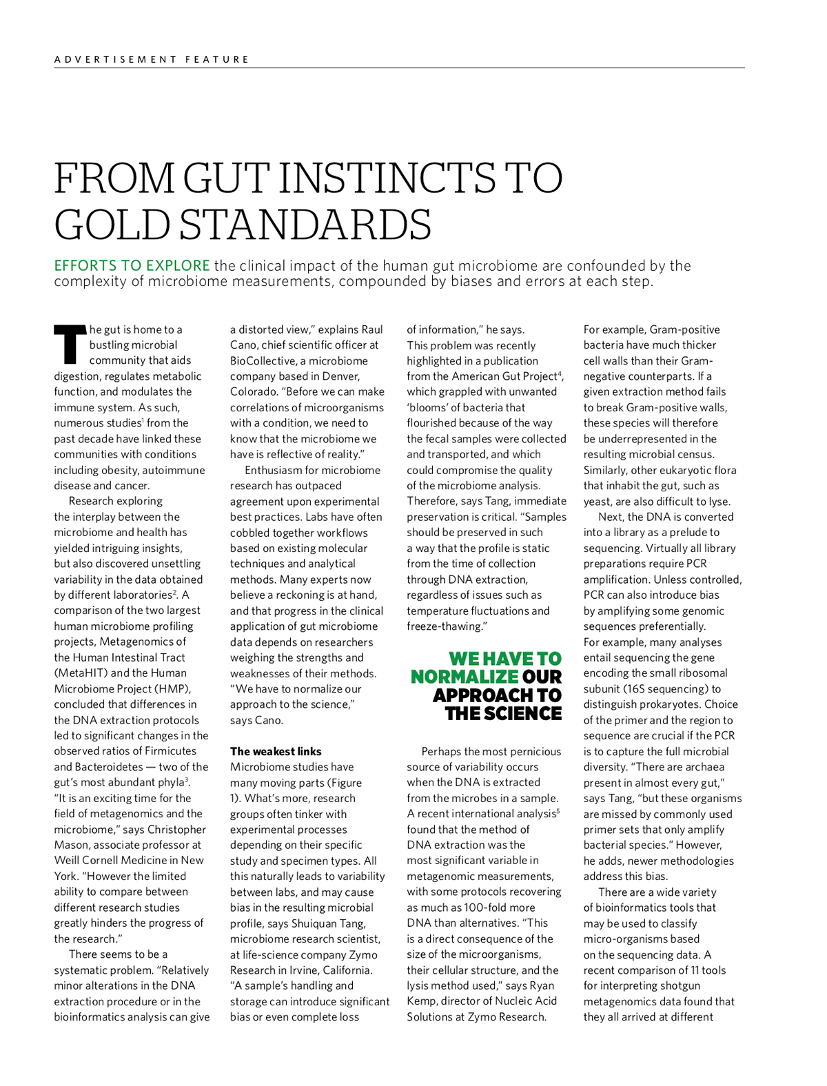 First page of article from gut instincts to gold standards