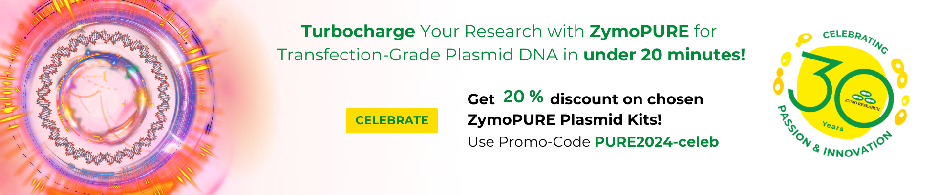 Banner for Zymo Research Europe Plasmid Promo