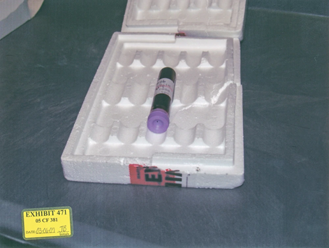 Avery’s Blood Collection Tube from The State of Wisconsin v. Steven
                Avery 1996 Trial