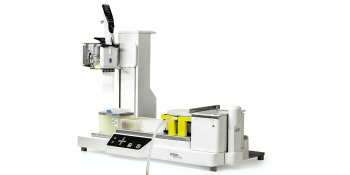 ZymoPURE Plasmid purification system on Integra ASSIST Plus Pipetting robot for automated, transfection-grade plasmid prep.