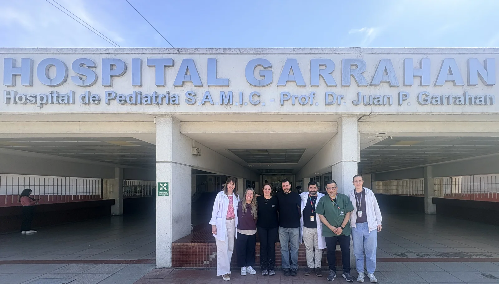 Dr. Maria Florencia Fernandez with her team outside of the National Pediatric Hospital JP Garrahan in Buenos Aires, Argentina.