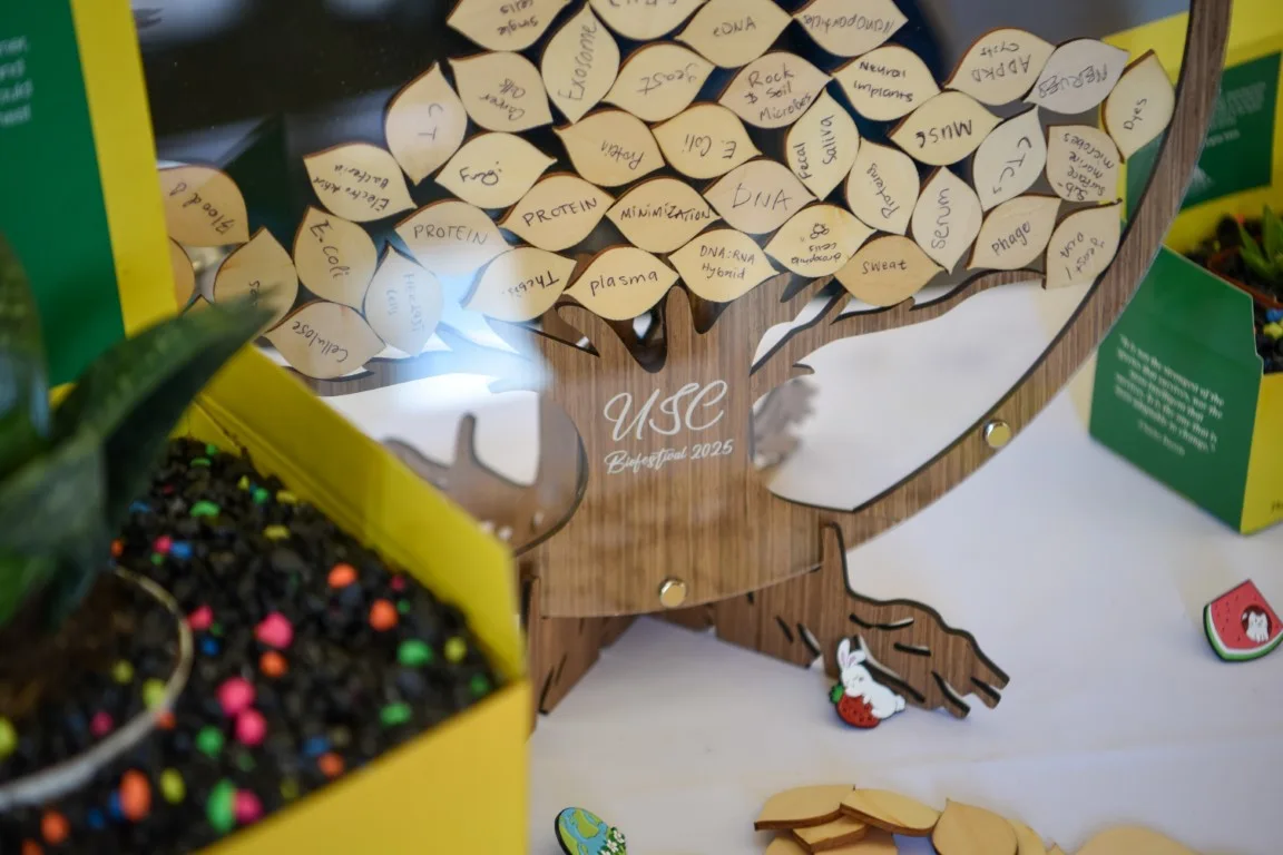 A wood trinket with tree shape, each of each leave