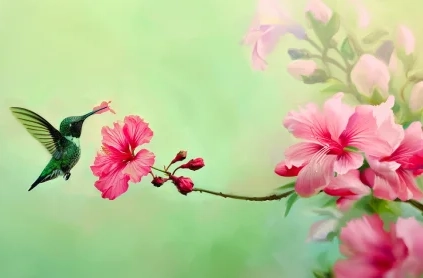 A hummingbird consuming nectar from flowers, symbolizing how the Direct-zol RNA Miniprep Kit extracts total RNA from samples in TRIzol® in just 7 minutes.