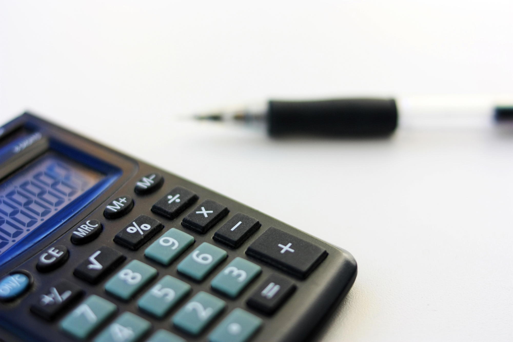 calculator and pen