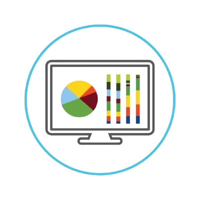 A monitor displaying different graphs icon
