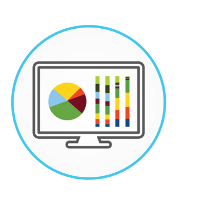 A monitor displaying different graphs icon