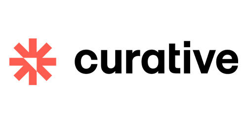 Curative Logo, which consists of an orange asterisk with a white triangle, and the text curative