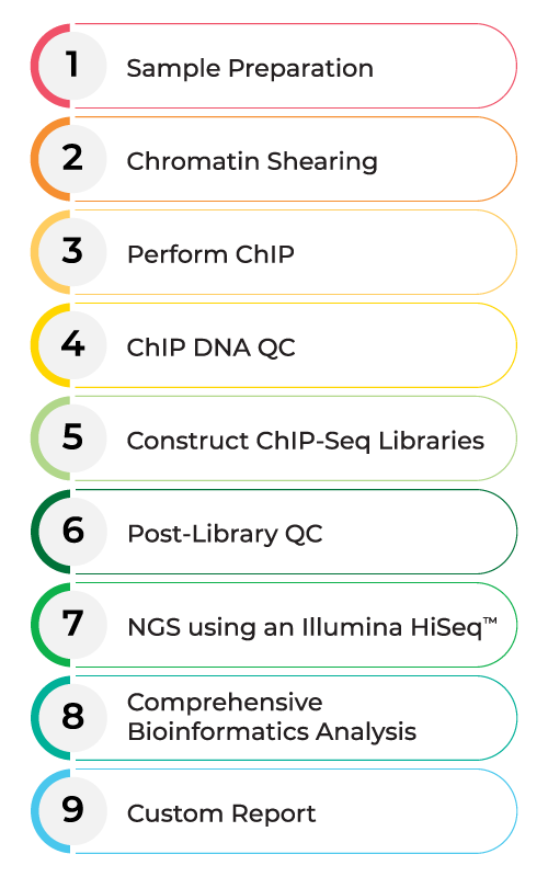 Image showing the steps in the Customizable ChIP-Seq Workflow