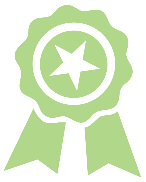 Image of a green ribbon with a star.
