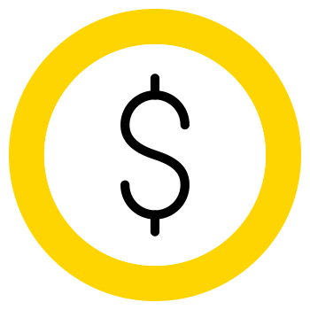 dollar sign in a yellow circle