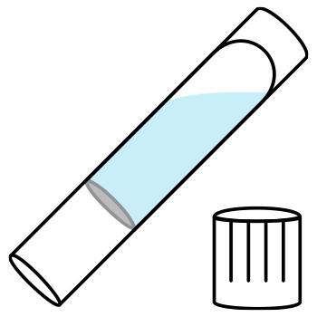 Image of the SafeCollect collection tube partially filled with a liquid and an unscrewed tube cap