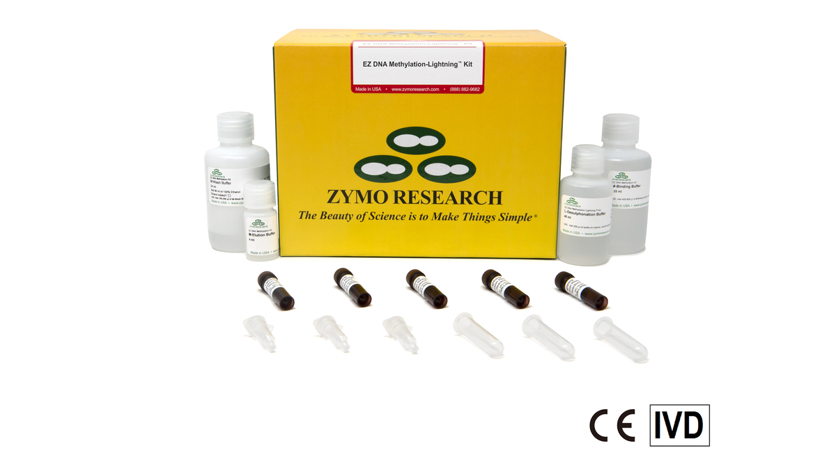 Image of EZ DNA Methylation-Lighting Kit with its contents shown.