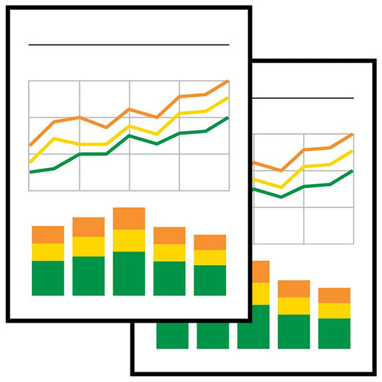 Bar and line graphs